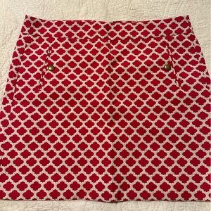 Loft Red and White Skirt